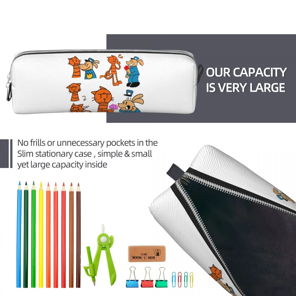 الكلب رجل ليل بيتي والكبير بيتي مروحة الفن مقلمة أكياس القلم صندوق القلم للبنين بنات مدرسة مكتب قلم رصاص الحقيبة حقيبة مستحضرات التجميل