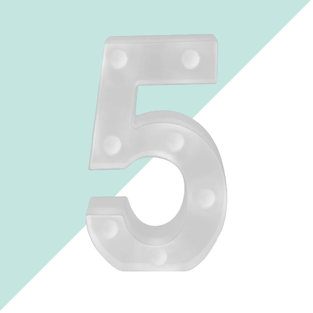 Lampka Nocna LED Numer 5, Lampka Dekoracyjna na Ślub, Urodziny, Imprezę, LED Numer