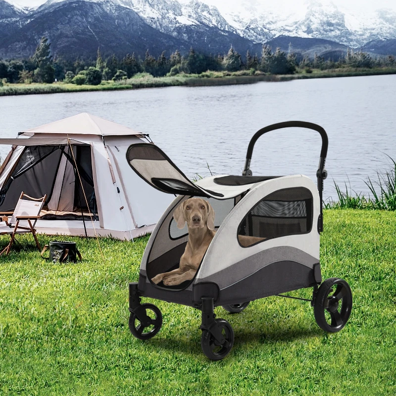 Customized 4 Wheels Oem Trolley Cart Large Big Xl Pet Car Dog Carts Stroller Vehicle