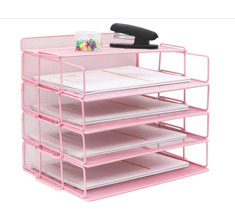 Metal Mesh Wall Hanging Rack Five Story Newspaper and Magazine Storage Rack A4 File Rack Office Storage