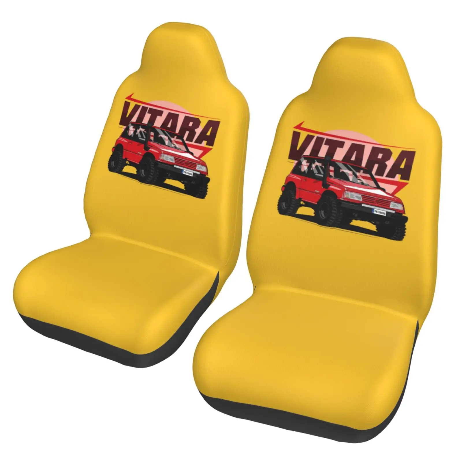Vitara retro veículo off-road impresso universal capa de assento de carro adequado para todos os capas de assento de carro protetor 2 peças unisex