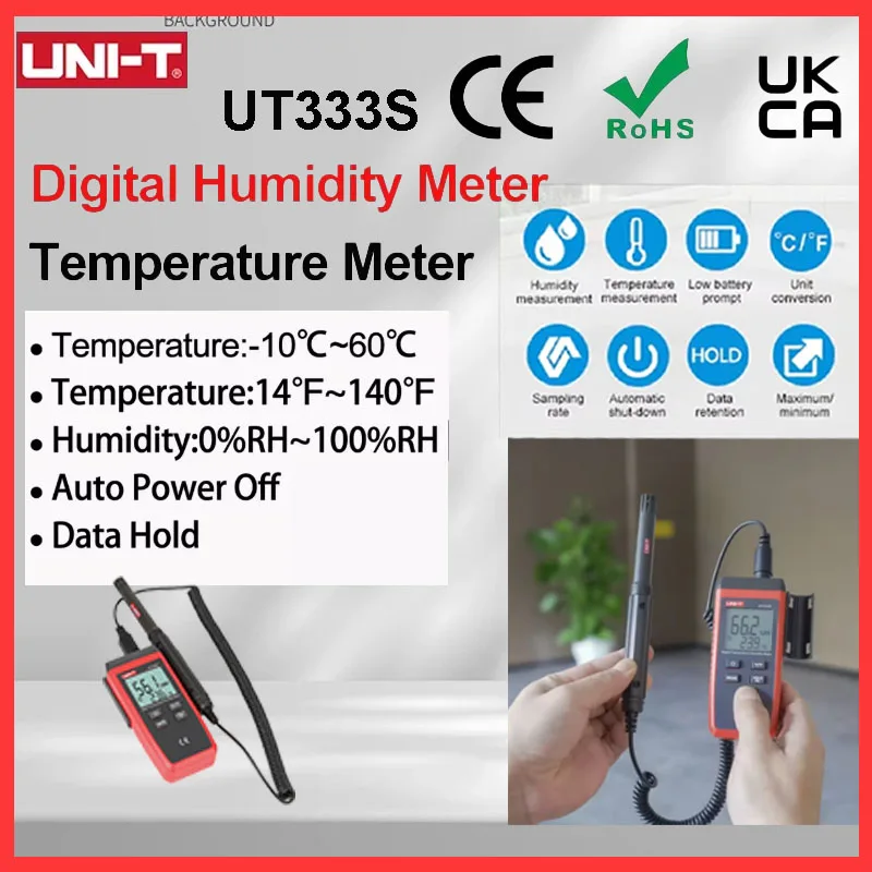 UNI-T UT333S Temperature Humidity Meter 2 in 1 Digital Thermometer Hygrometer Split Type Temperature Humidity Sensor Tester