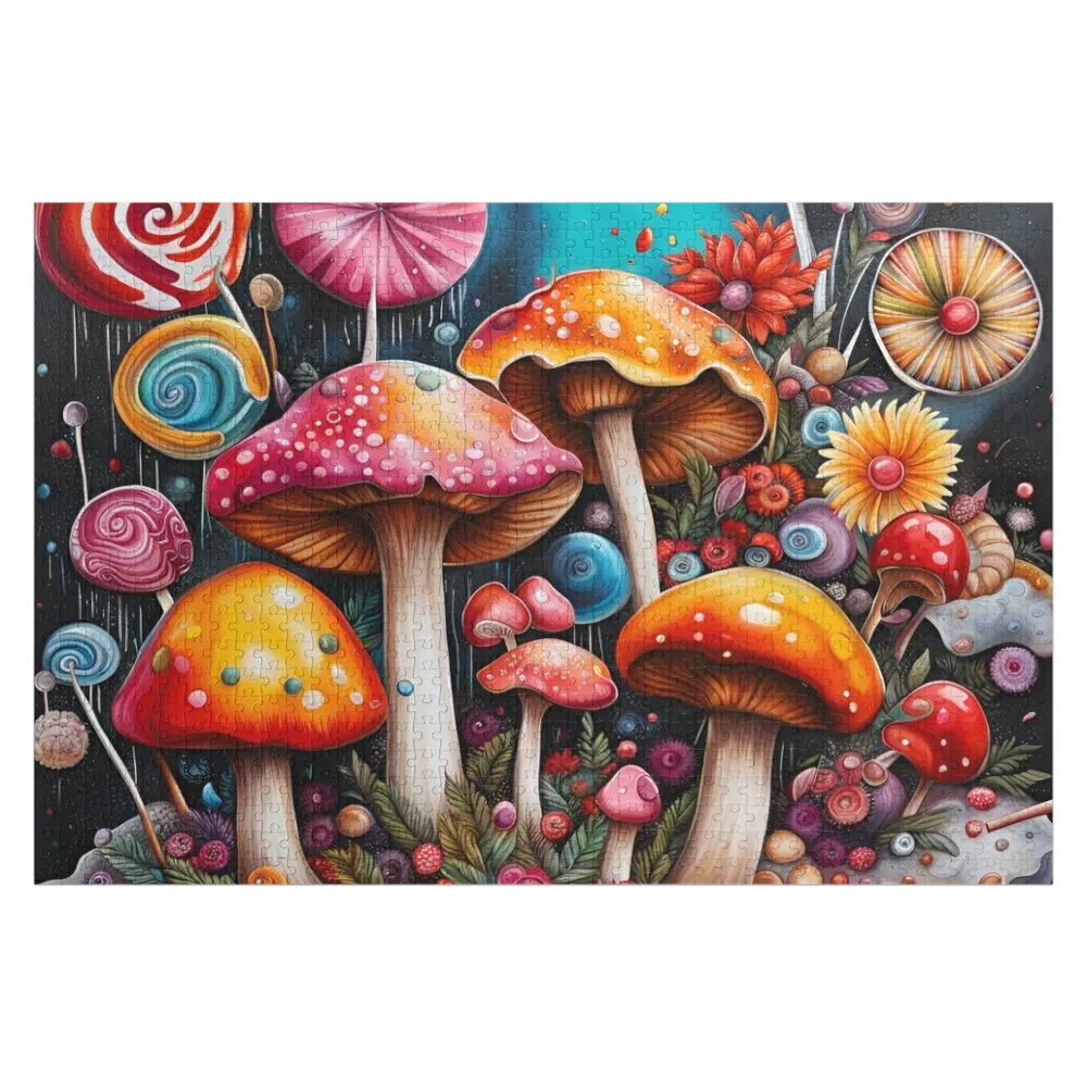 

Mushrooms and flowers Jigsaw Puzzle Personalized Name Personalized Photo Gift Customized Photo Wooden Name Puzzle