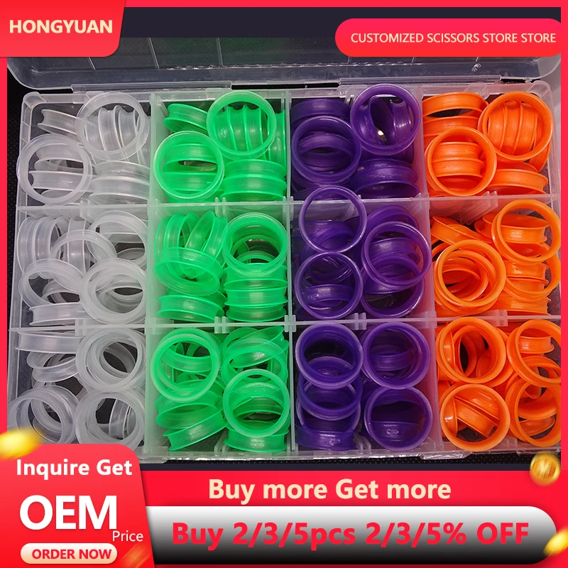 

HONGYUAN Scissor accessor 192pcs PVC Rings for Hair Scissors 1.9/2.2/2.5cm Hair Scissors Finger Rings Inserts Haircutting Use