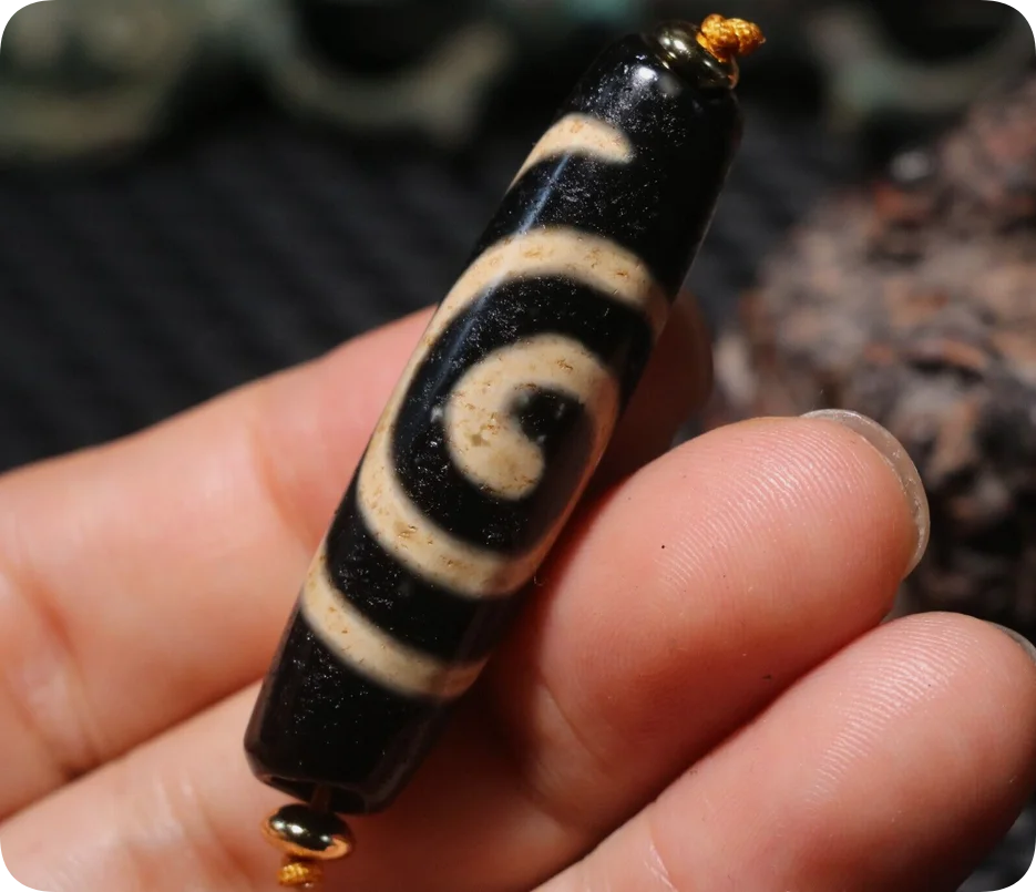 Magic Energy Tibetan Old Agate Vertically Fortune Wide Hole dZi Bead Pendant LZK