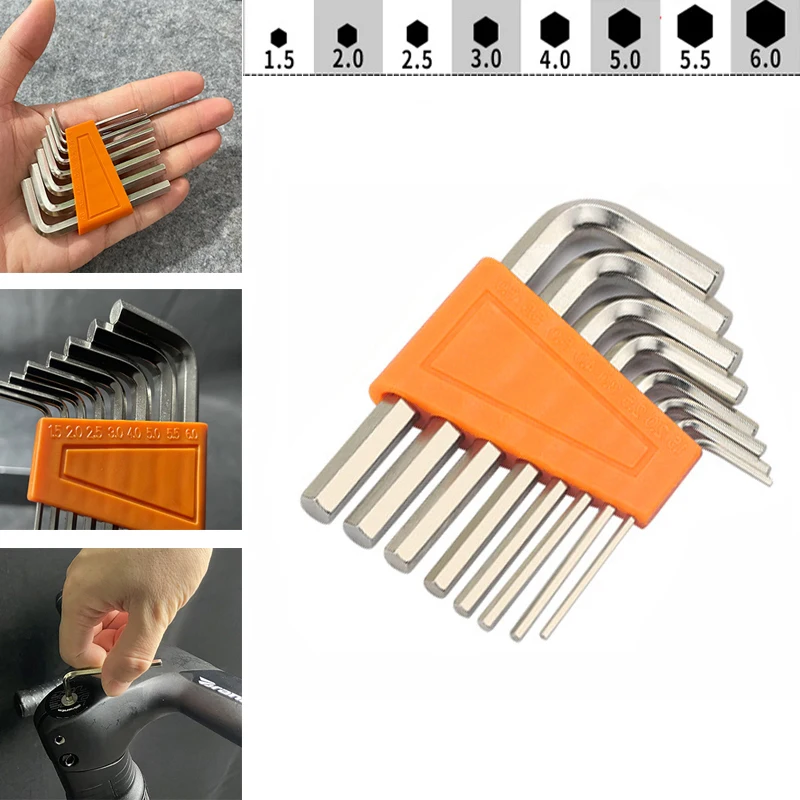 8Pcs Bicycle Hex Key Set  Hexagon Spanner Flat Ball Opening Wrench MTB Road Bike Repair Tool Kit 1.5/2/2.5/3/4/5/6mm