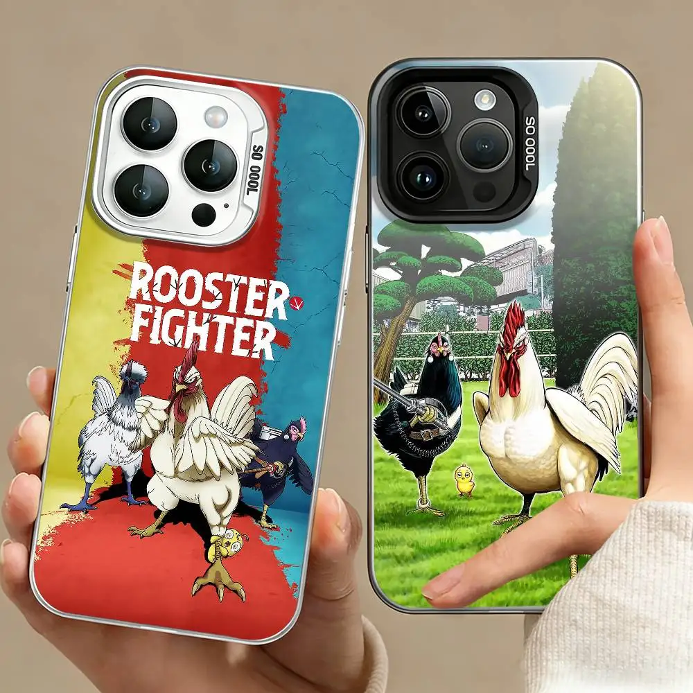 

R-Rooster Fighter Phone Case For iPhone 17,16,15,14,13,12,11 Plus,Pro Max,XS,Colored silver phone case