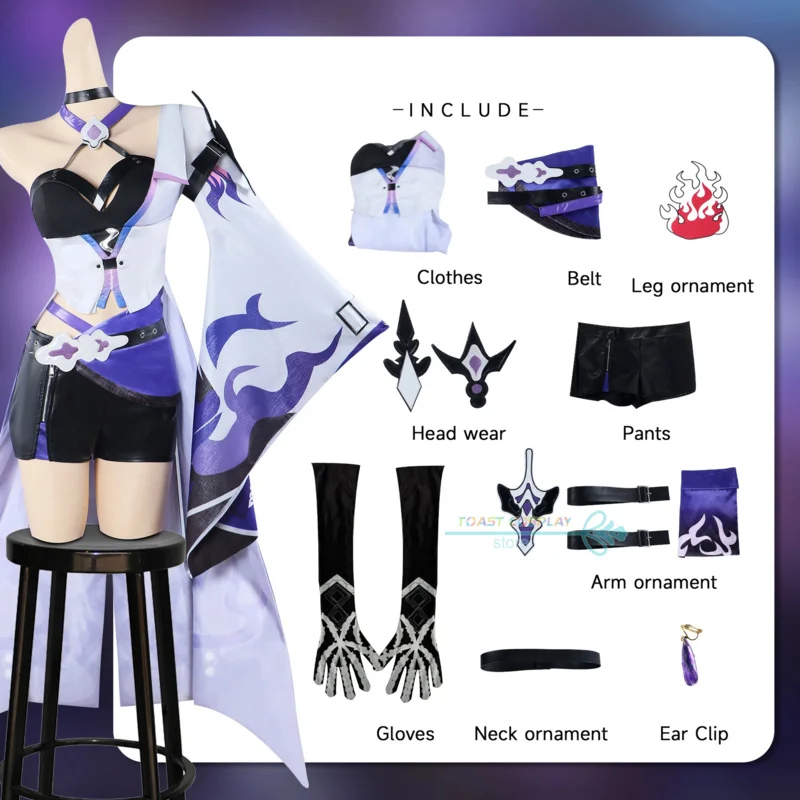 2025 New Game Honkai Star Rail Acheron Cosplay Costume Dress Wig Shoes Full Set Women Role Play Carnival Par abc