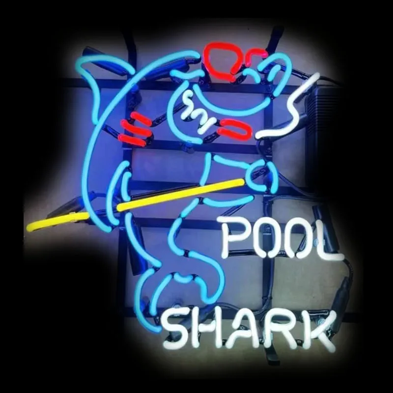 

Neon Sign Pool Shark Handmade Glass Neon Tube Beer Pub Club Restaurant Wall Decor Man Cave Window Party Indoor Lighting Arcade