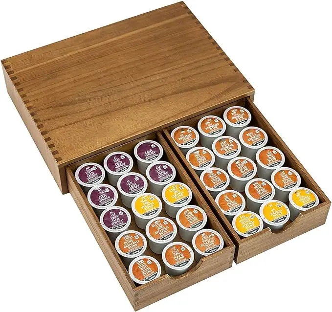 hot saltMulti Functional Coffee Pods Storage Organizer Coffee Capsule Storage Box Wooden Coffee Capsule Organizer with Drawers