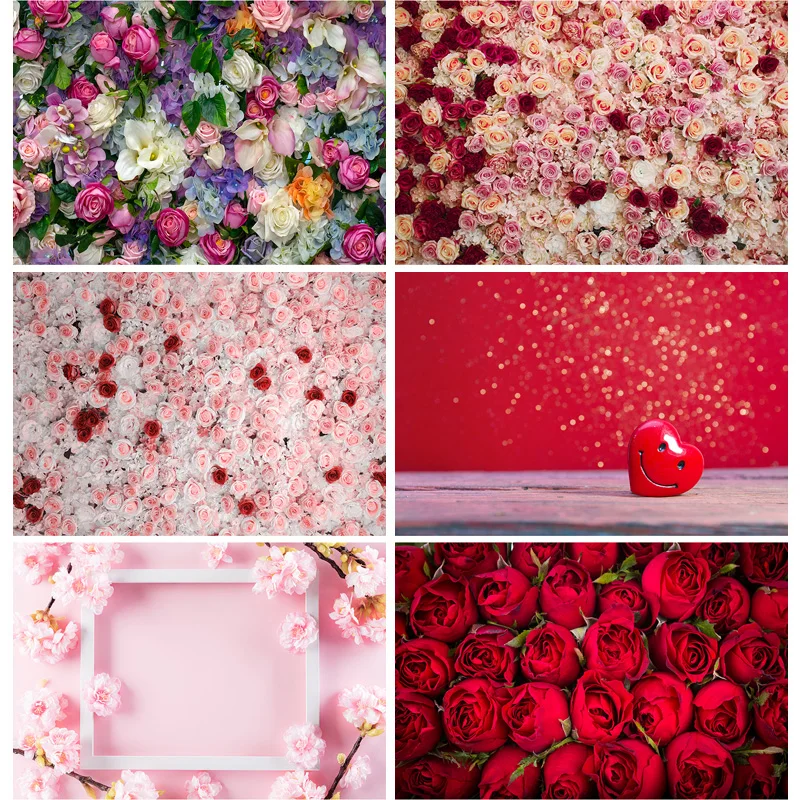 SHENGYONGBAO Valentine's Day Photography Backdrops Wooden Board Flower Party Backgrounds Birthday Decor Photo Backdrop QMH-02