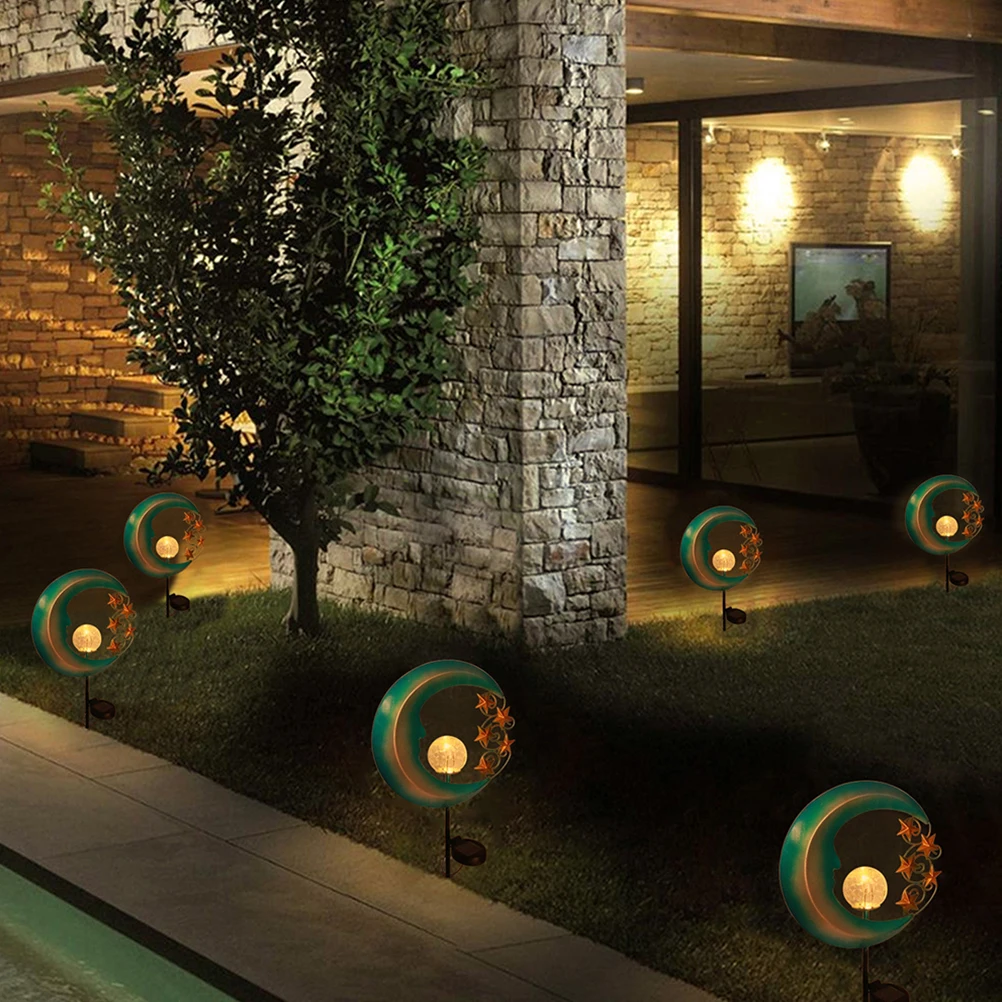 

Solar Ground Plug Light Durable Garden Lamp Solar Powered Energy Saving Moon Shape Lawn Light for Patio Yard