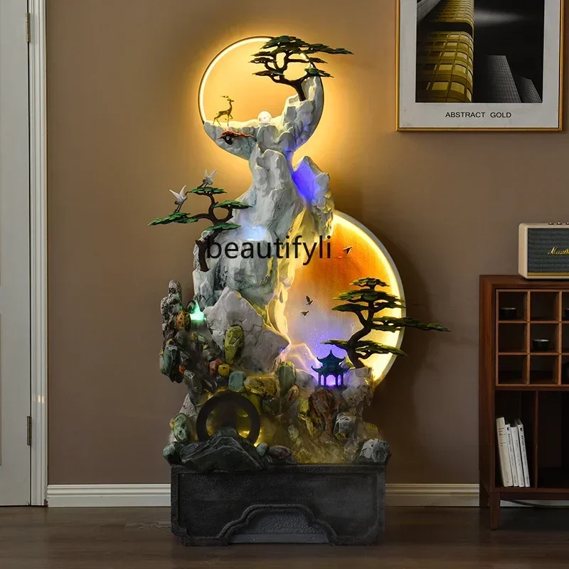 

LD25Rockery flowing water landscape circulating water ornaments feng shui wheel fortune fountain light luxury decoration floor