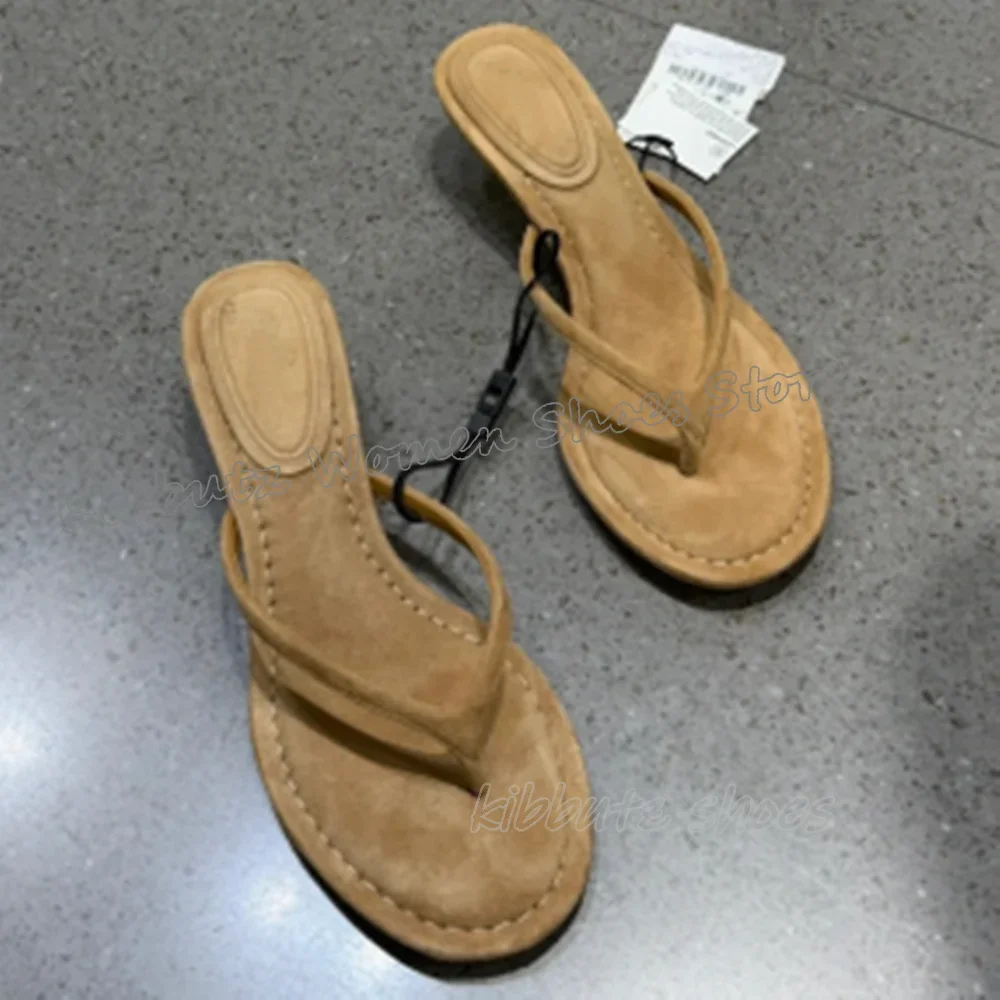 

Замшевые сандалии-тапочки на клипсе, однотонные модные элегантные лаконичные летние вечерние уличные женские туфли без шнуровки, пикантные туфли на тонком каблуке