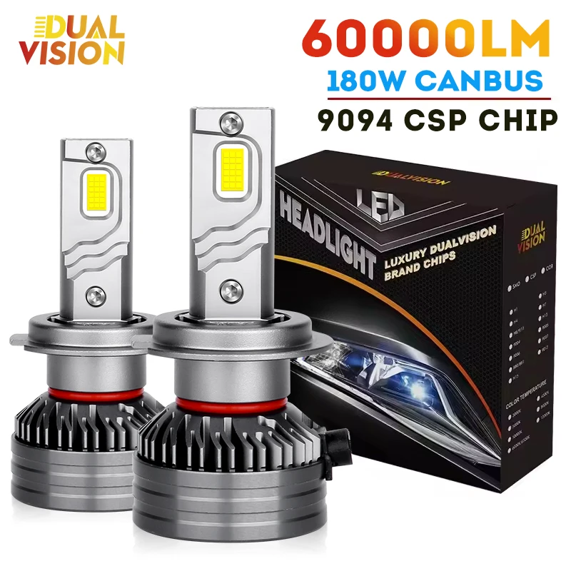 

180W H7 Led 60000LM Headlights Canbus H4 H1 H11 9012 HIR2 H8 H9 9005 9006 HB3 HB4 High Power 9094 CSP Chips Fog Lights 2PCS 12V