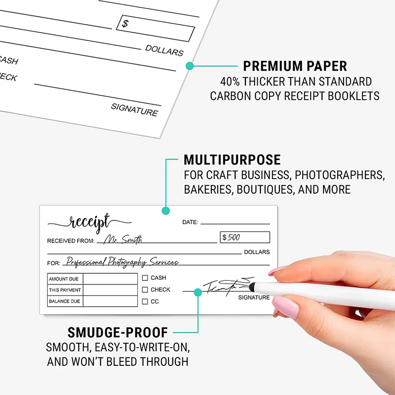 1 كتاب إيصالات بدون كربون - طلب المبيعات ولوحة الفاتورة للشركات الصغيرة - 50 مجموعة (أبيض/أصفر)