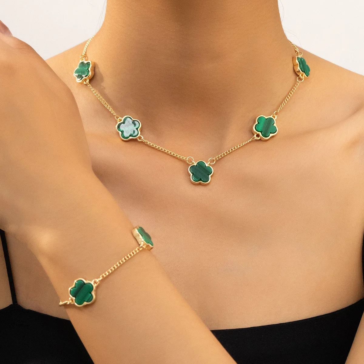 Ensemble de bijoux créatifs minimalistes pour femmes, fleur de prunier simple face, plante à cinq fleurs du cuir chevelu, cadeau de luxe, Everver