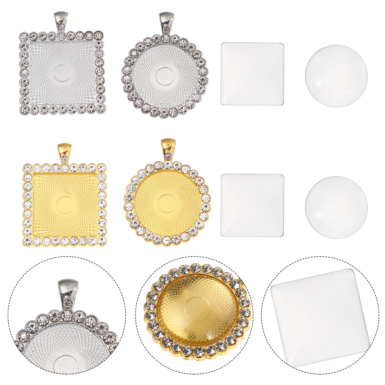 

40pcs Alloy Bezel Tray Set For Diy Earring Making Jewelry Craft Cabochon Resin Setting Pendant Blank Round Square Tray