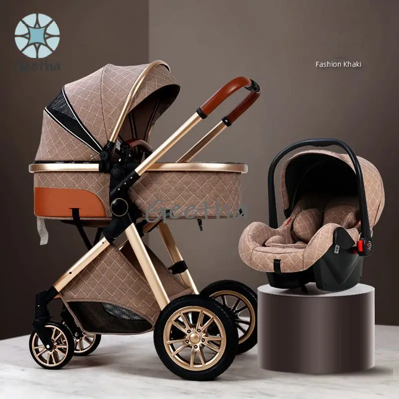Multi-functional Stroller Baby 4 in 1  High Landscape Can Sit Reclining Light Folding Two-way Eggshell Design Baby Stroller