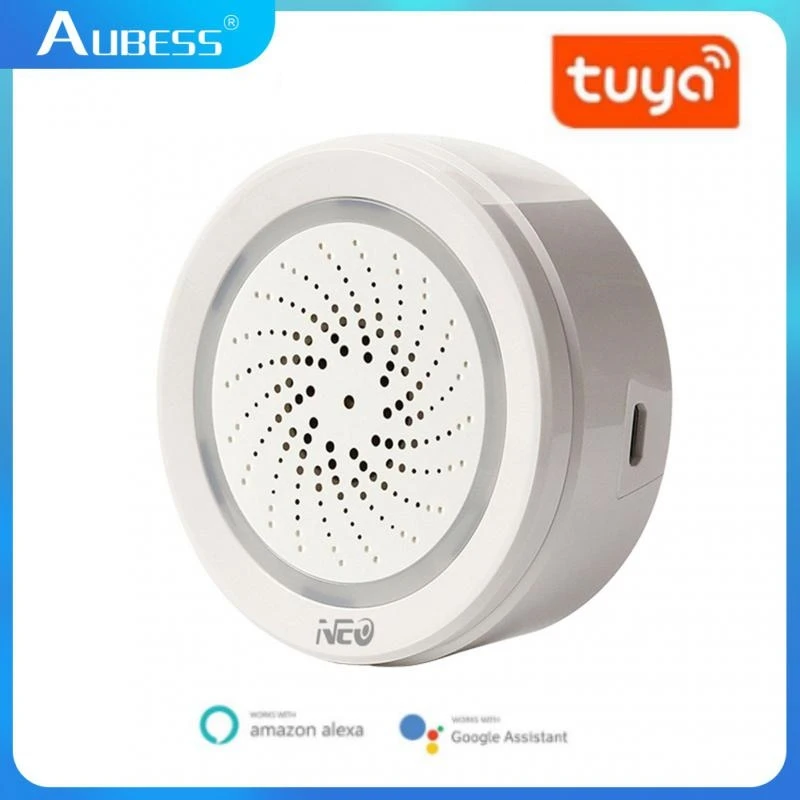 

Tuya WiFi Temperature Sensor Built-in 100DB Siren Alarm Sensor Smart Home Security Systems For Alexa Google Home Smart Life APP