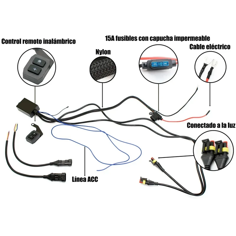 Universal Motorcycles Wiring Harness Relay Fog Light Wire On-Off Switch 12V 120W For Motorbike Auto Flash Controller