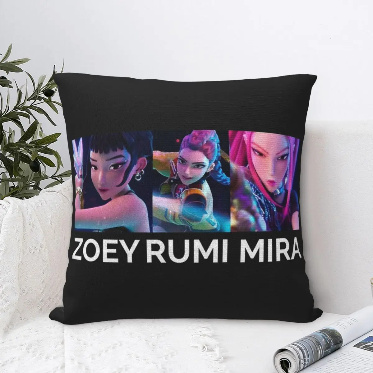 

Huntrix Close & Name Throw Pillow Cover Decorative Pillow Kpop Demon Hunters Casual Pillowcover Home Decor