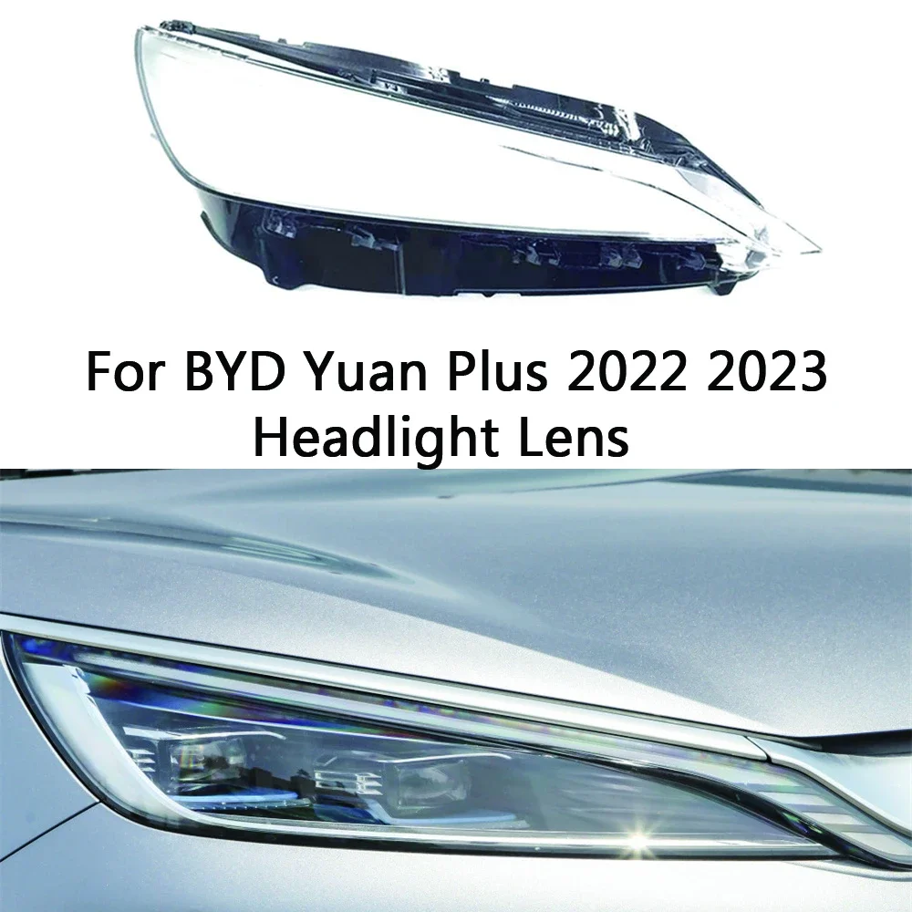 Front Car Protective Headlight Glass Lens Cover Shade Shell Auto Transparent Light Housing Lamp Caps For BYD Yuan Plus 2022 2023