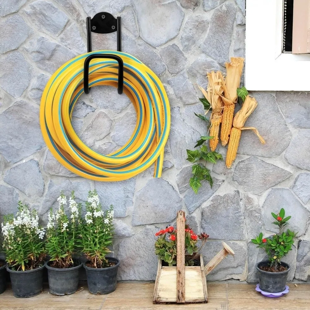 Iron Metal Garden Hose Holder Easy Installation Compact Outdoor Hose Hanger Wall Mounted Water Hose Holder