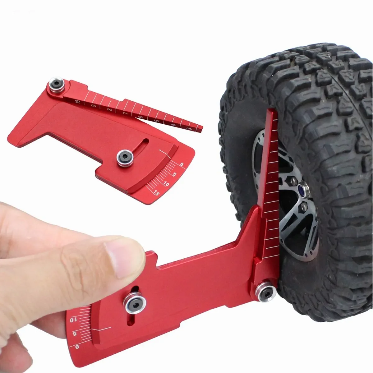 Neue Werkzeuge CNC Metall Verstellbares Lineal zur Einstellung der RC-Car-Höhe & der Radsturz, 15-Grad-Messung, Legierung für 1/10 RC Crawler