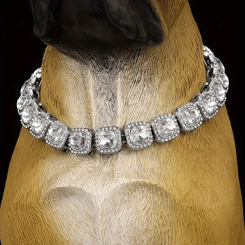Jewelry Gold Dog Chain Collars Luxury Bling Shining Diamond Pet Chains Collar for Dog Cat Puppy Pets Accessory