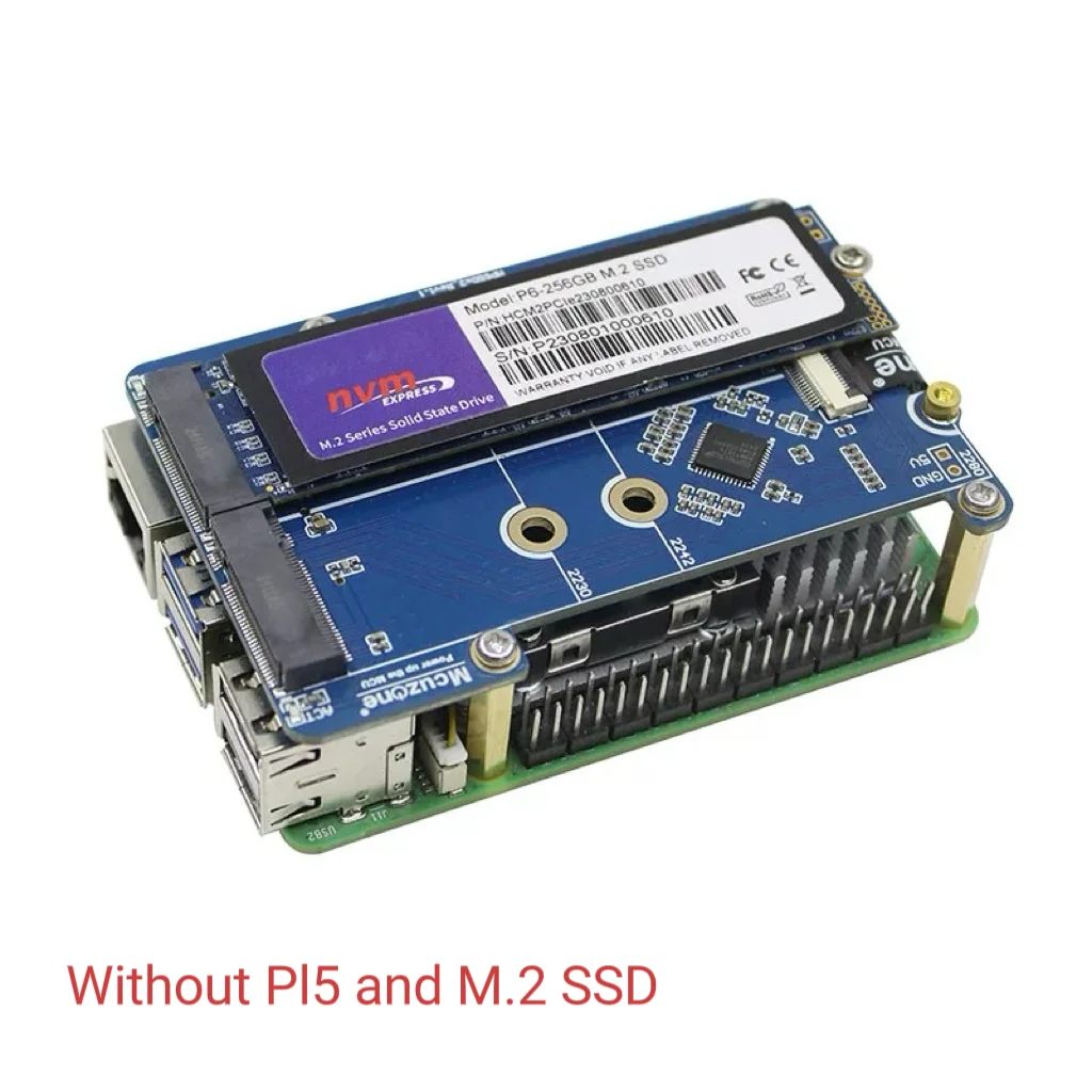 Raspberry Pi 5 PCIE To M.2 Dual NVME SSD Adapter Board MPS2280D Support 2280/2242/2230 SSD Blue