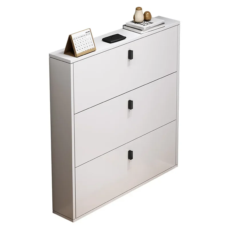 Modern White Storage Shoe Cabinet, Designer Shoe Racks, Banquinho De Madeira, Minimalista Europeu, Tipping Bucket, Mobiliário Doméstico