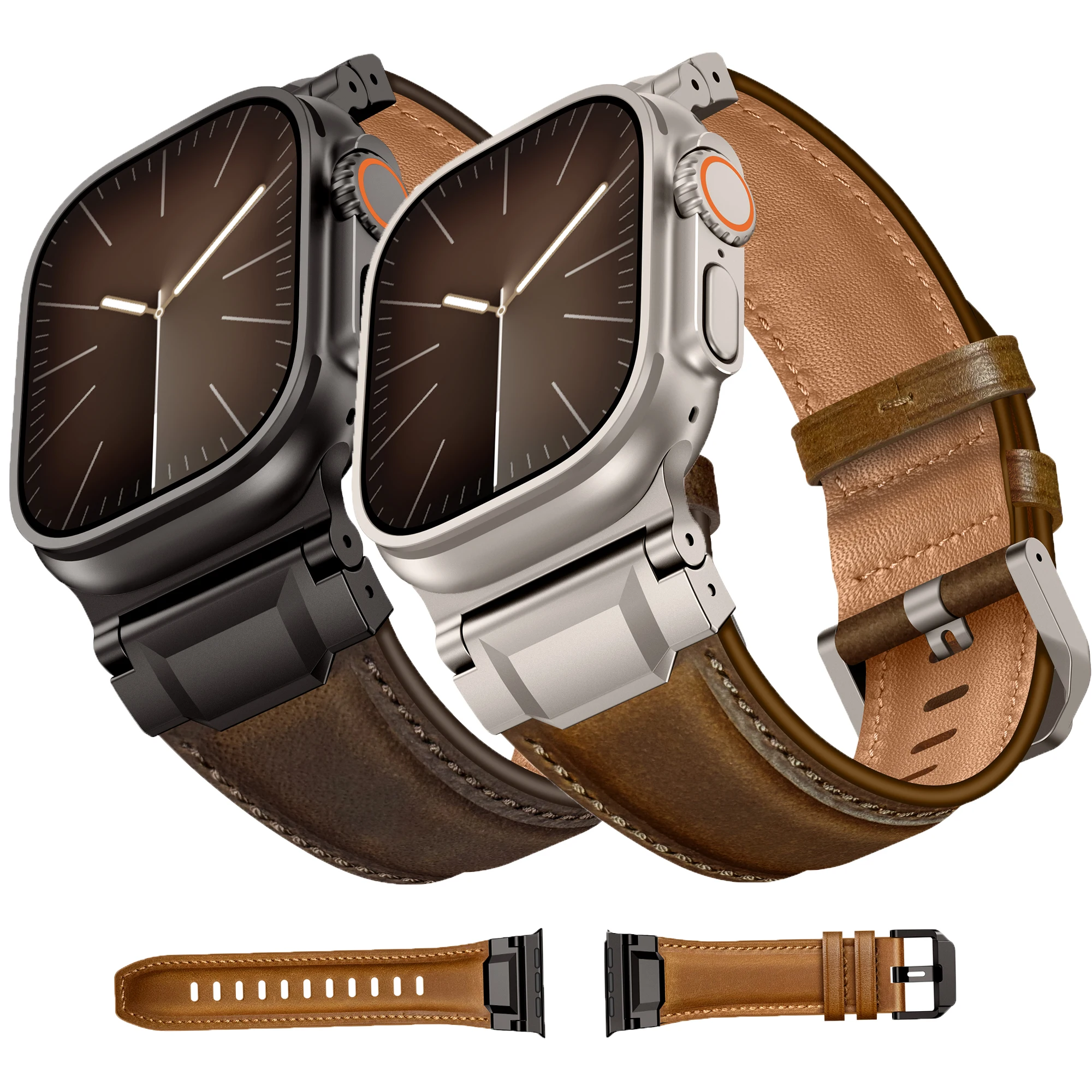 Bracelet en cuir véritable pour Apple Watch Band Ultra 2 3 49mm 46mm 45mm 44mm 42mm, Bracelet de poignet Correa iWatch série 11 10 8 7 9 SE