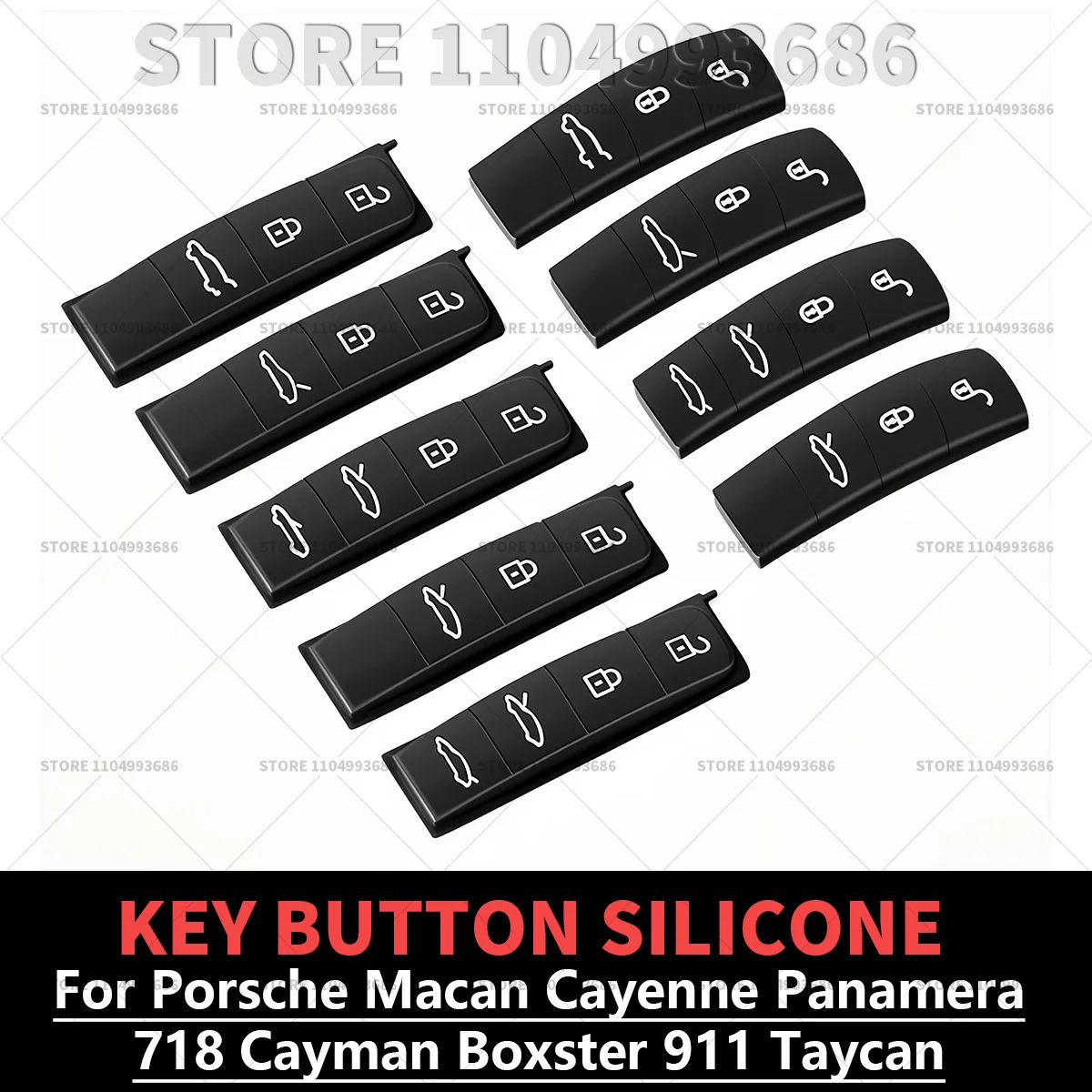 Car Key Case Rubber Pad Remote Control Fob Key Button Replace For Porsche Panamera Cayenne Macan 911 Taycan 718 Boxster Cayman