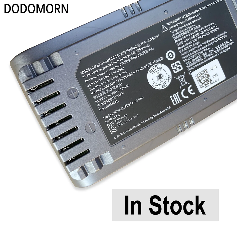 DODOMORN 100% جديد VCA-SBT90EB 21.6 فولت 38.88Wh 1.8Ah بطارية ليثيوم قابلة للشحن لسامسونج Jet70 مكنسة كهربائية التسليم السريع