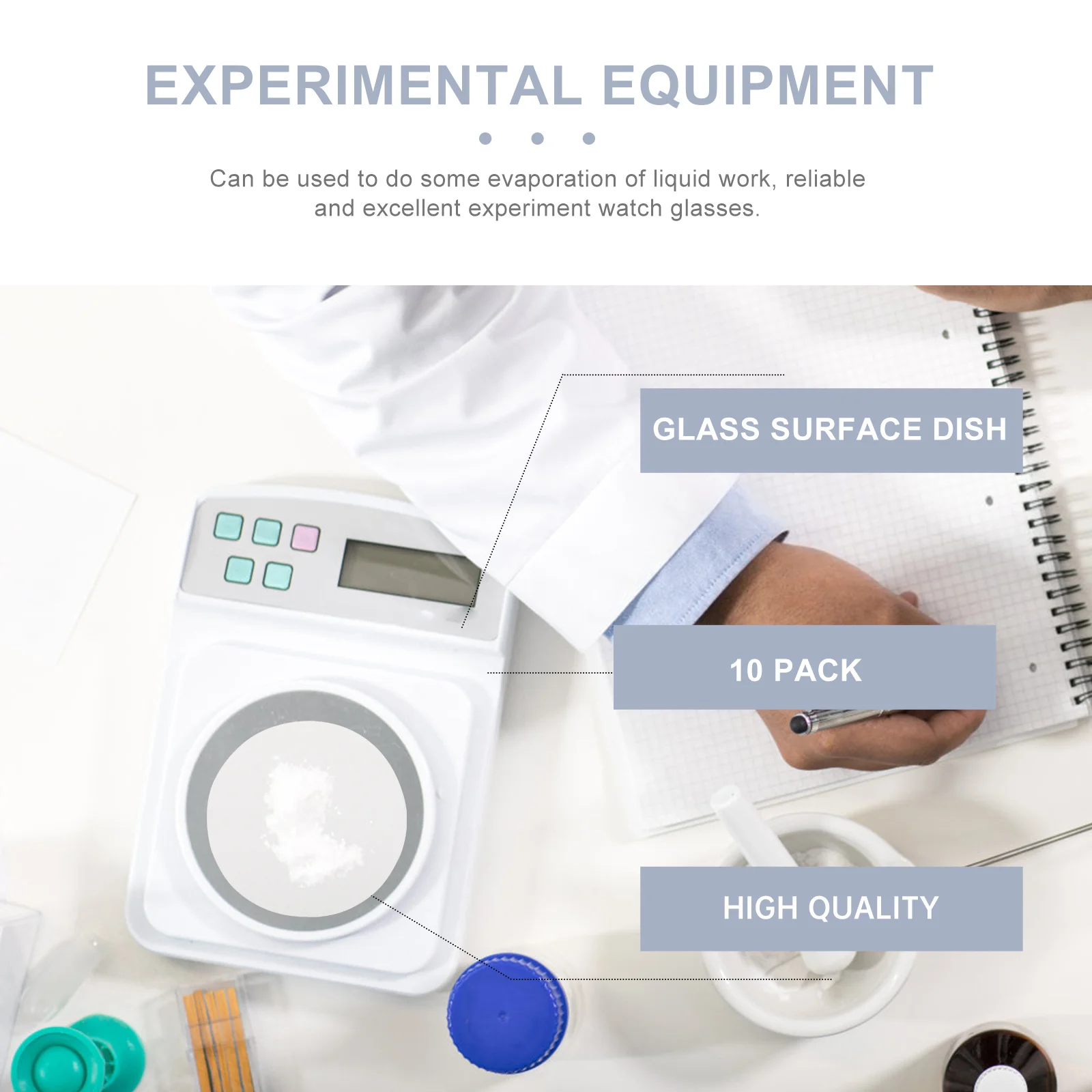 

10Pcs Laboratory Transparent Round Watch Glass Heat Resistant for School Laboratory Chemical Experiment Evaporating Teaching