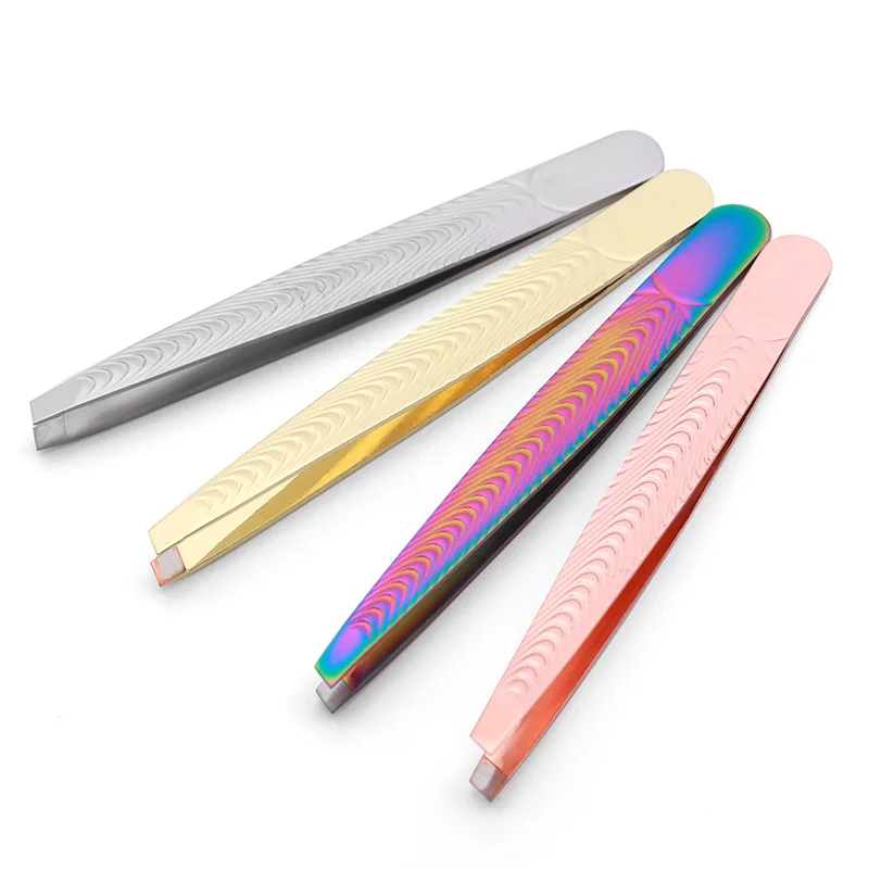 High Precision Stainless Steel Hair Removal Tweezers, Fish Pattern Anti Slip Slanted Eyebrow Clip, Eyelash Grafting Makeup Tool