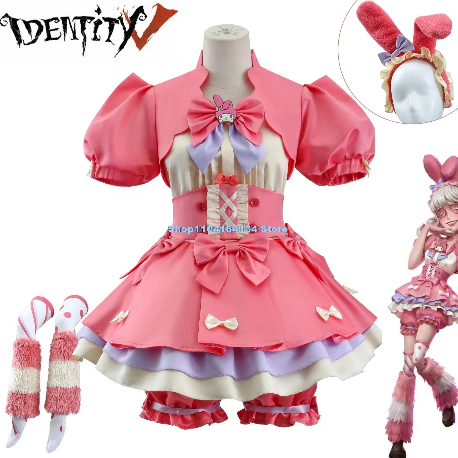 

Identity V Lily Barrier Cosplay Cheerleader Costume Pink Dress Uniform Wig Anime Role Play Outfit for Women Halloween Carnival