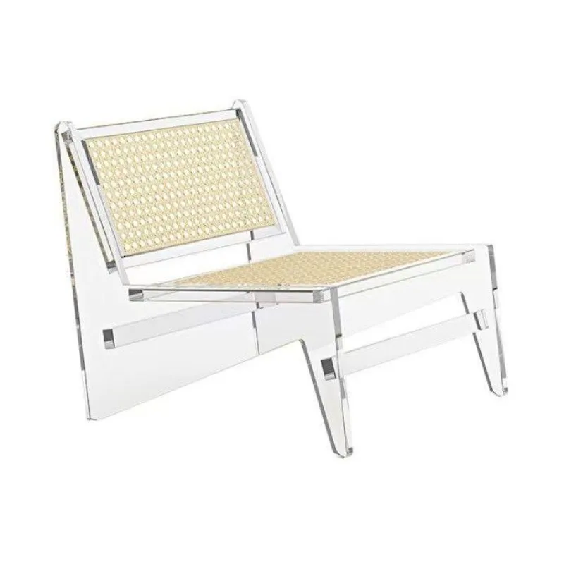 acrylic rattan chair, transparent dining table chair, artistic retro back chair, minimalist crystal living room chair