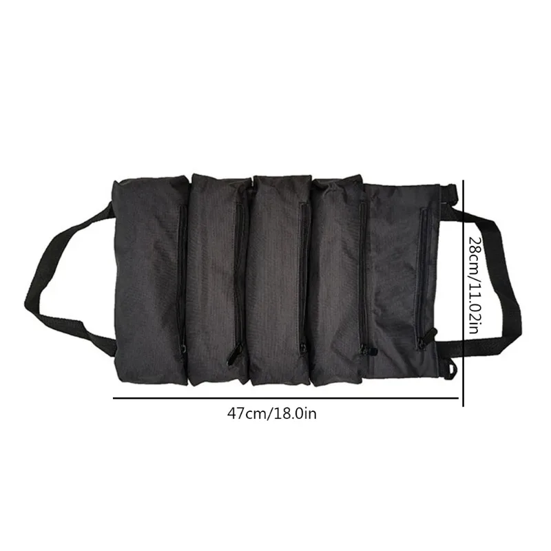 Multifunctional Roll Pouch Canvas Portable Working Tool Bag Multiple Pockets Carrier Handbag