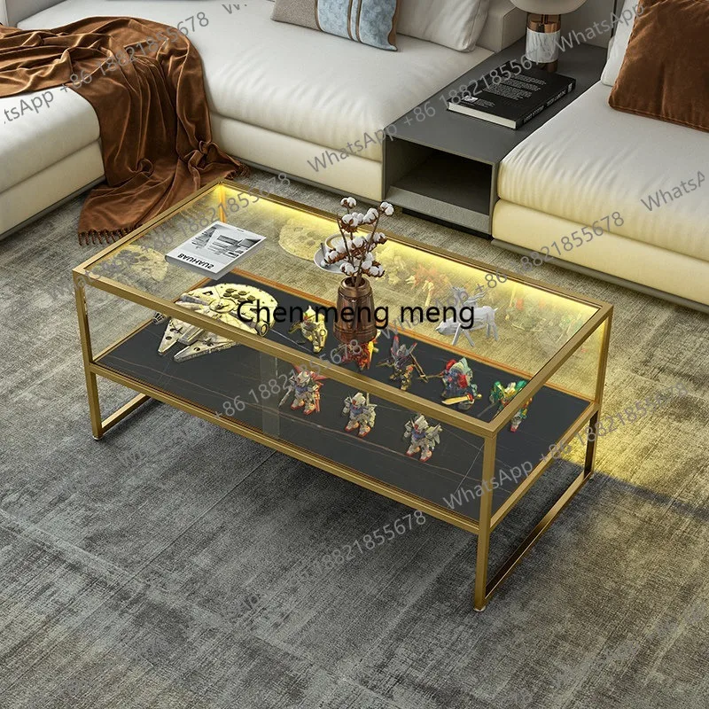 

Italian light luxury rock slab marble coffee table Nordic simple model display cabinet tea table