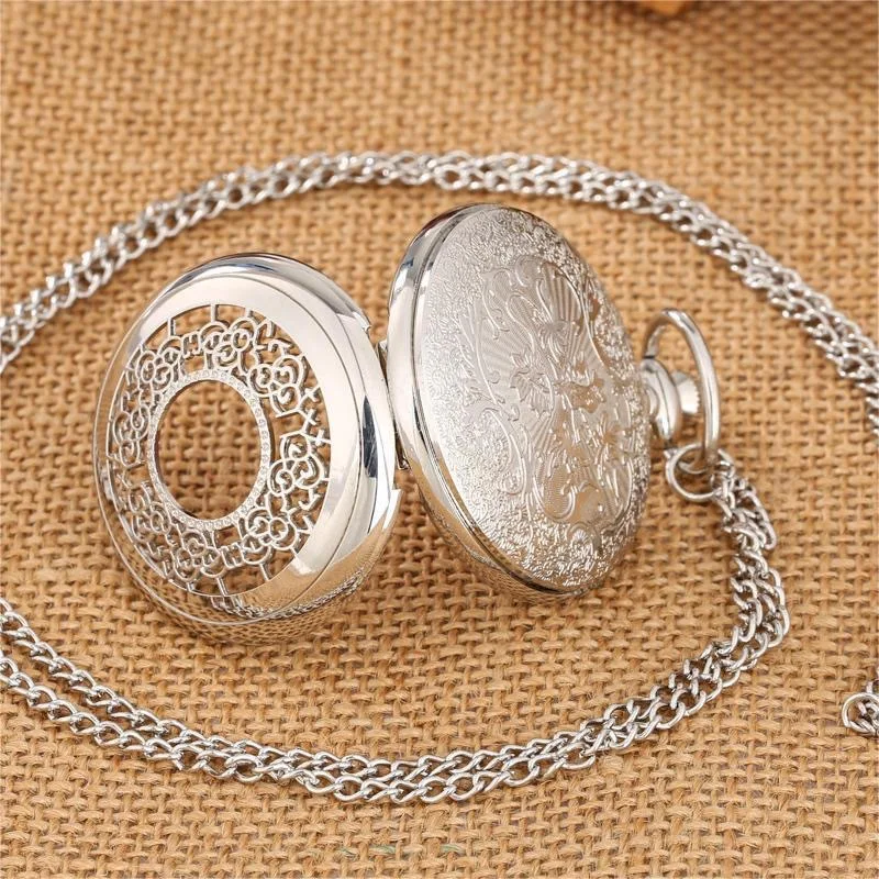 10 шт./лот карманные часы с полым синим звездным небом и римскими цифрами, кварцевые карманные часы с ожерельем, подарки на Рождество и день рождения