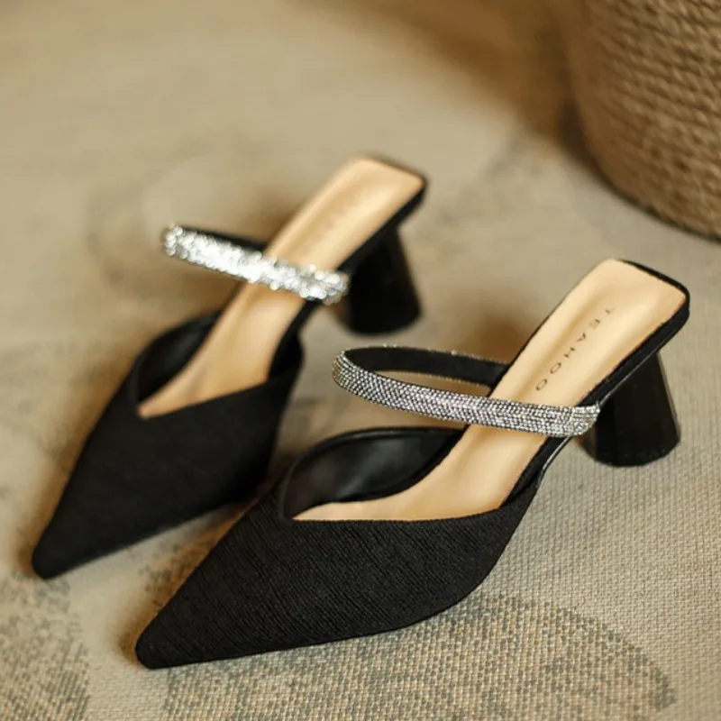 

New Women's Shoes Fashion Rhinestone High Heeled Sandals for Woman Elegant French Casual Shoes Designer Shoes Sandalias De Mujer