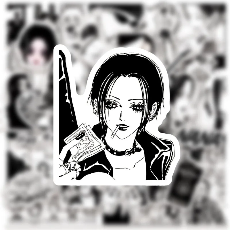 50pcs Anime NANA Black  White Japanese Cool Waterproof Decor Stickers for Motorcycle Helmet Journal Water Bottle  Phone Case