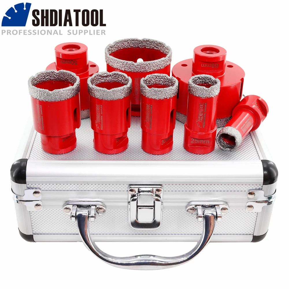 Shdiatool-kit de Brocas de Diamante com Caixa de Alumínio Serra Buraco Telha Mármore Granito 20 mm 25 mm 30 mm 35 mm 40 mm 50 mm 60 mm 68 Milímetros Peças