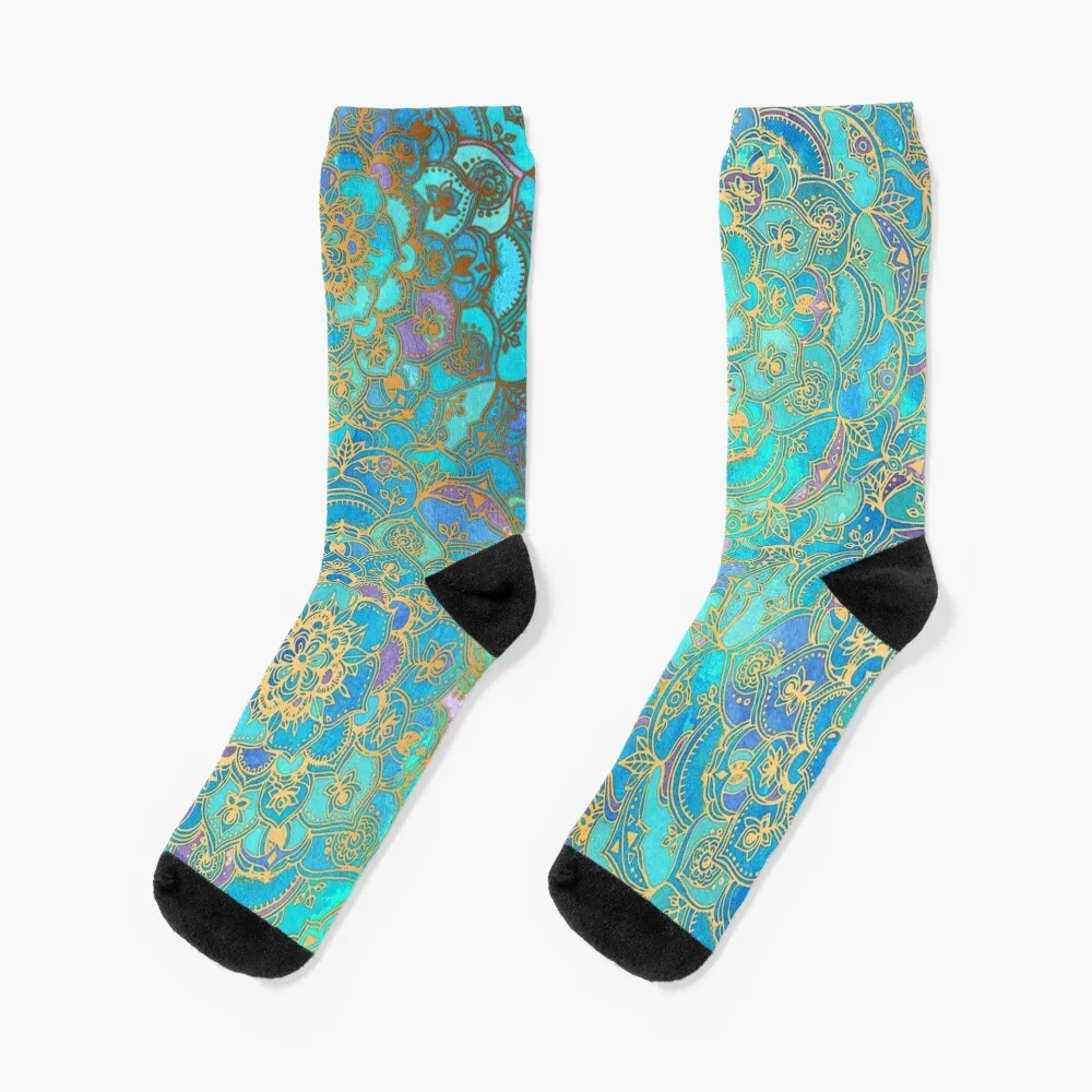 

Sapphire & Jade Stained Glass Mandalas Socks funny gift anime Socks For Men Women's