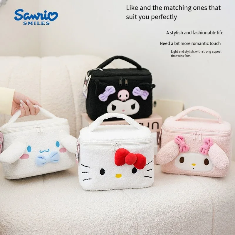 

Sanrio Melody мультяшная трехмерная плюшевая косметичка, милая большая вместительная высокоточная модная портативная дорожная сумка для хранения