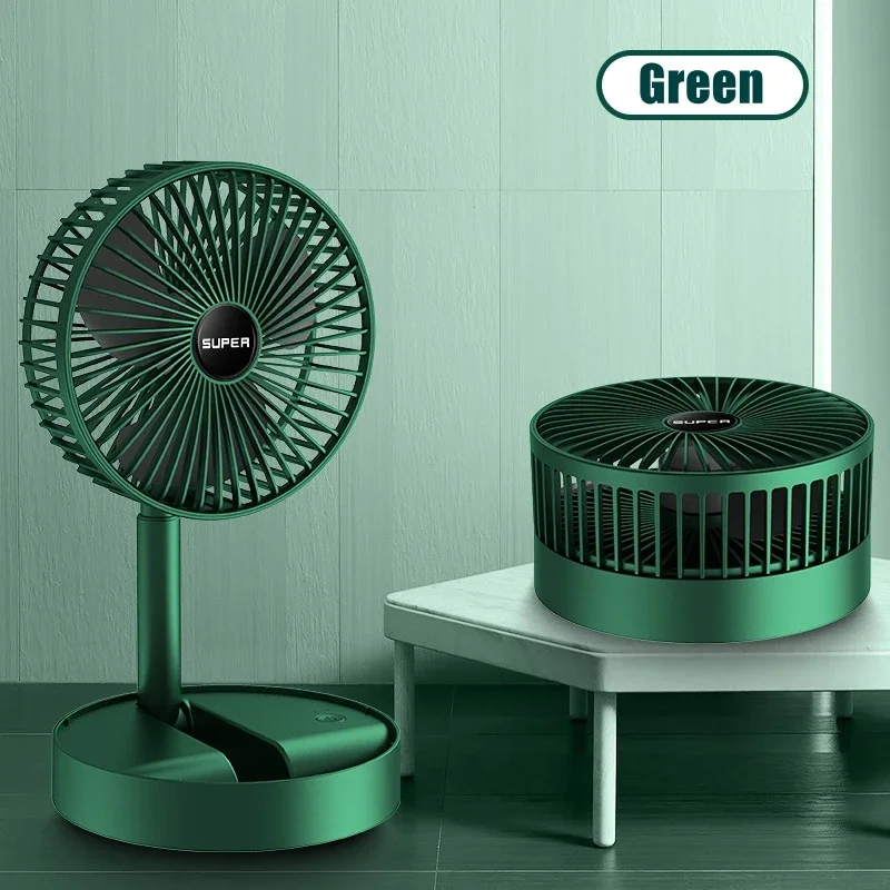 Ventilador retrátil com carregamento USB, dobrável, portátil, para escritório, dormitório, casa, mini ventiladores elétricos