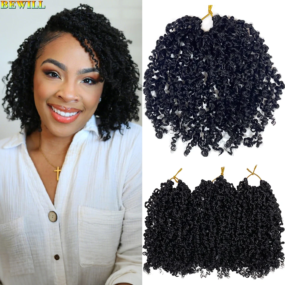 

8 дюймов, вязанные крючком волосыYanky Twist, 6 или 8 упаковок, 30 прядей/шт., пушистые весенние мини-твисты, короткие синтетические плетеные волосы Bob Passion Twist