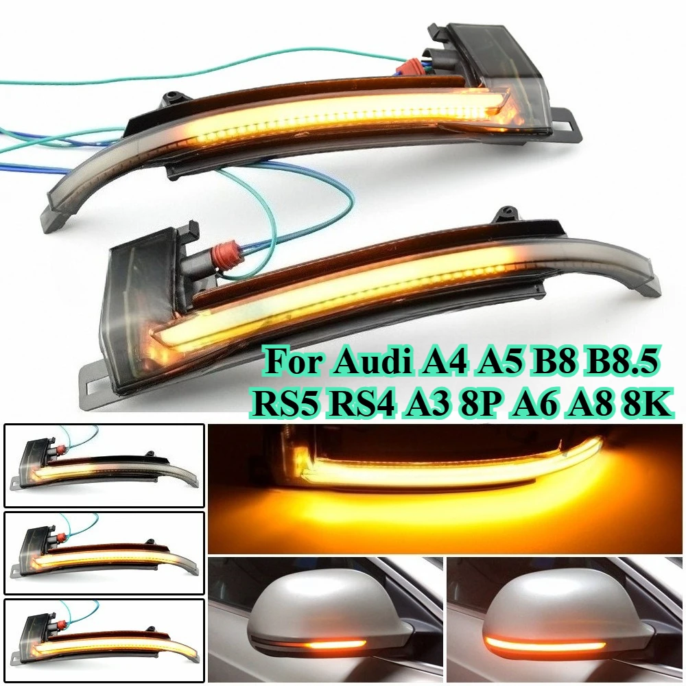 

For Audi A4 A5 B8 B8.5 RS5 RS4 A3 8P A6 A8 8K LED Sequential Turn Signal Side Mirror Lights Car Exterior Modification Accessory